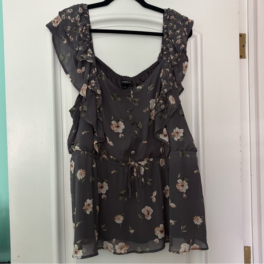 Torrid Floral Chiffon Babydoll Top